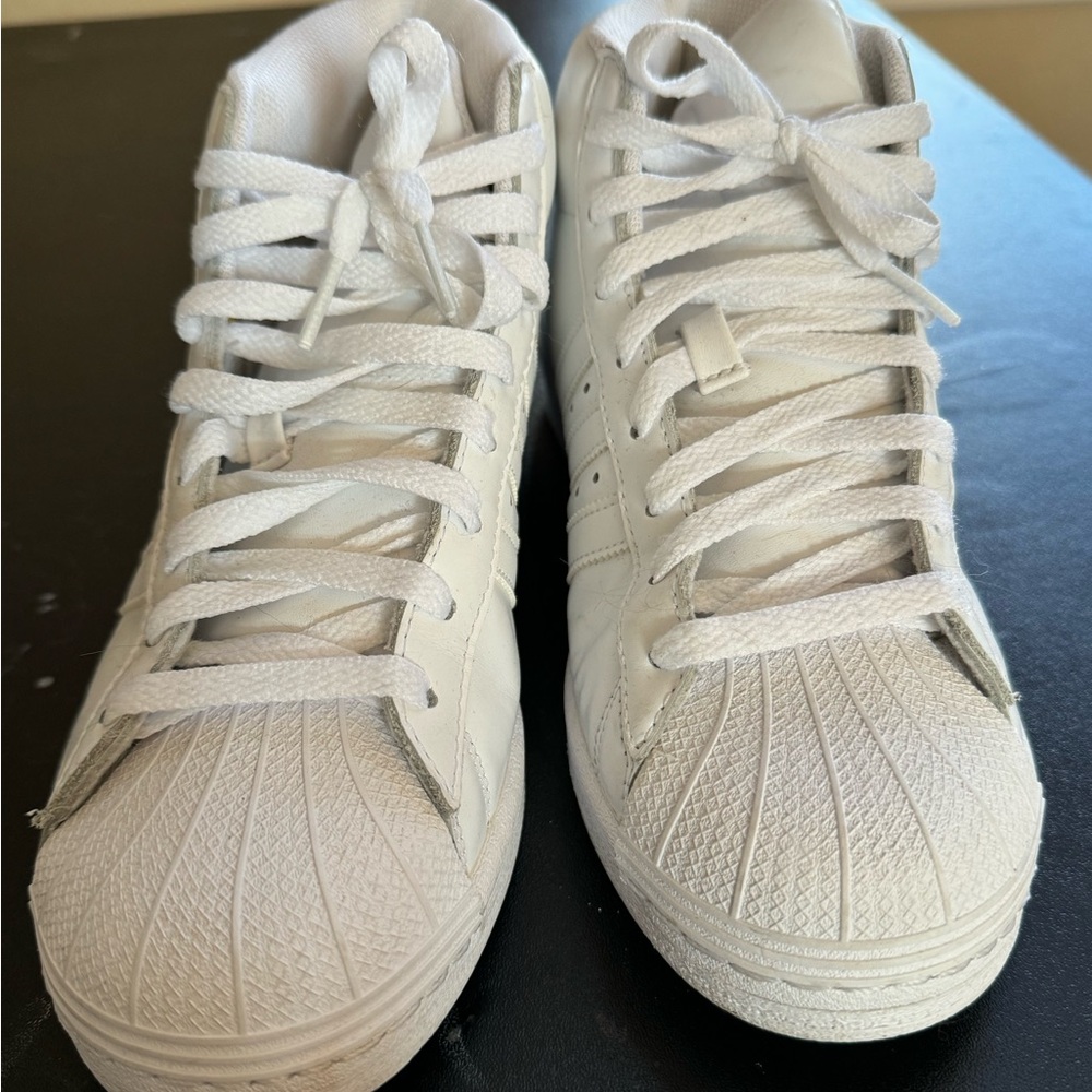 Adidas Pro Model ‘Triple White’ High Top Sneakers